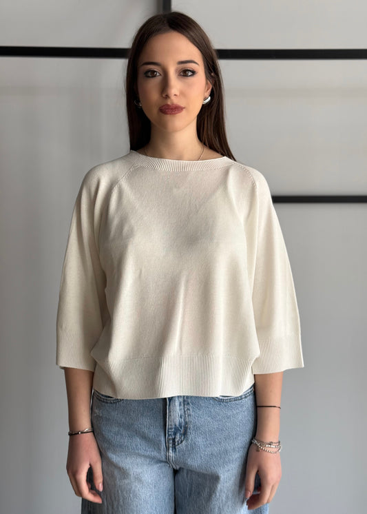 Maglia KONTATTO manica 3/4 panna