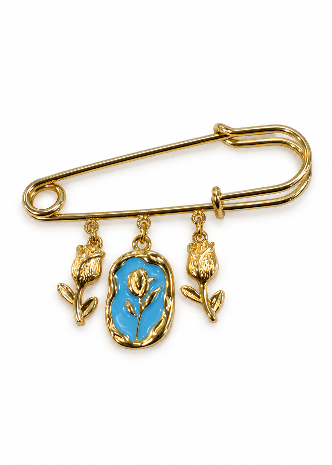 Spilla dorata con charms tulipano