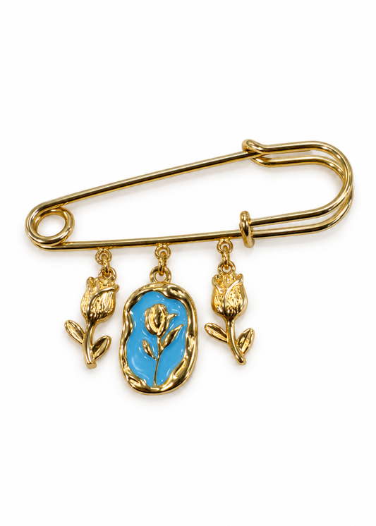 Spilla dorata con charms tulipano
