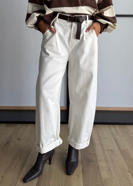 Pantalone latte balloon con cintura - ZAHJR