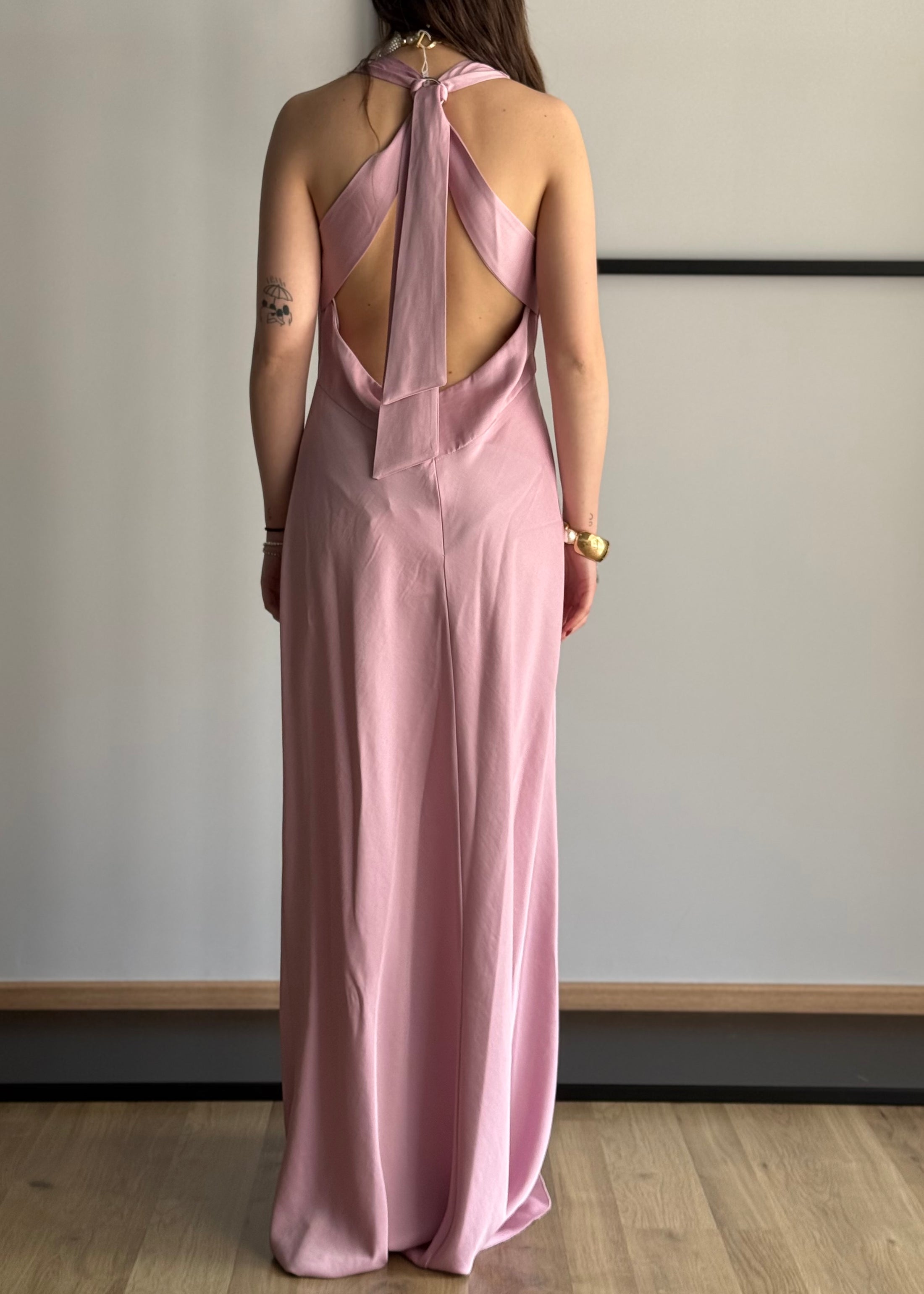 Abito lungo KONTATTO rosa con scollo schiena
