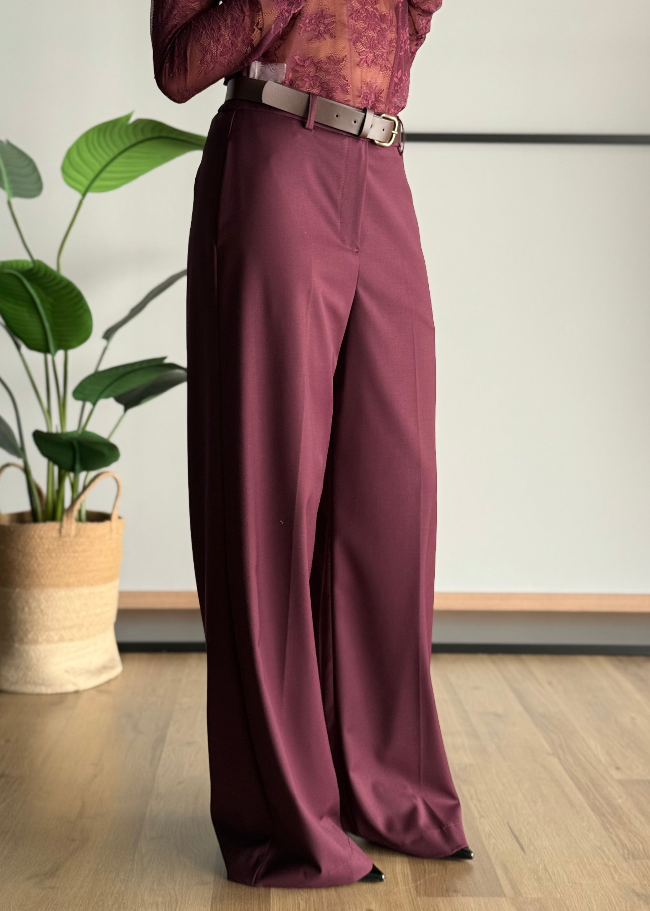 Pantalone a palazzo con cintura -ZAHJR