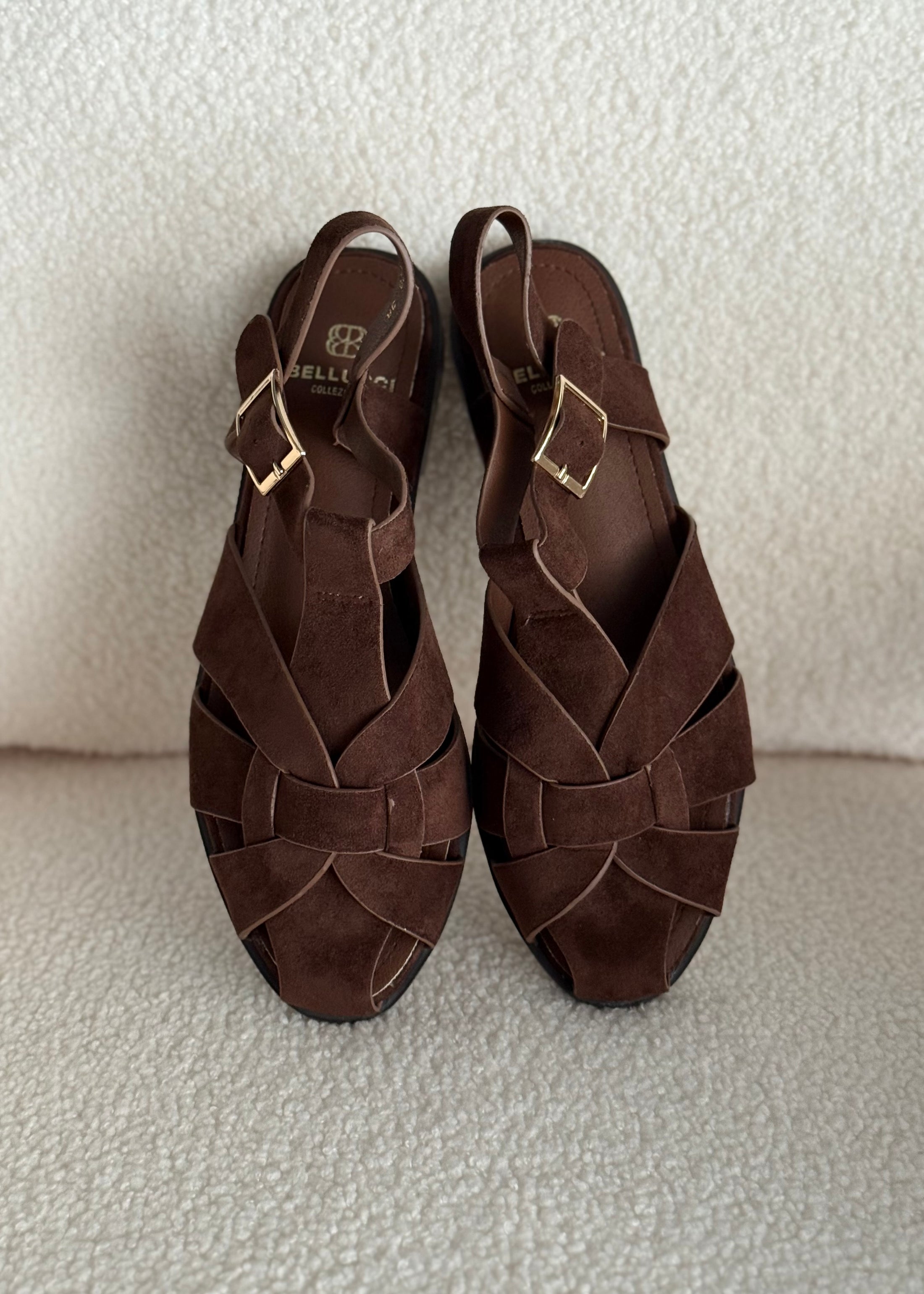 Sandali flat THEVICE intrecciati moro