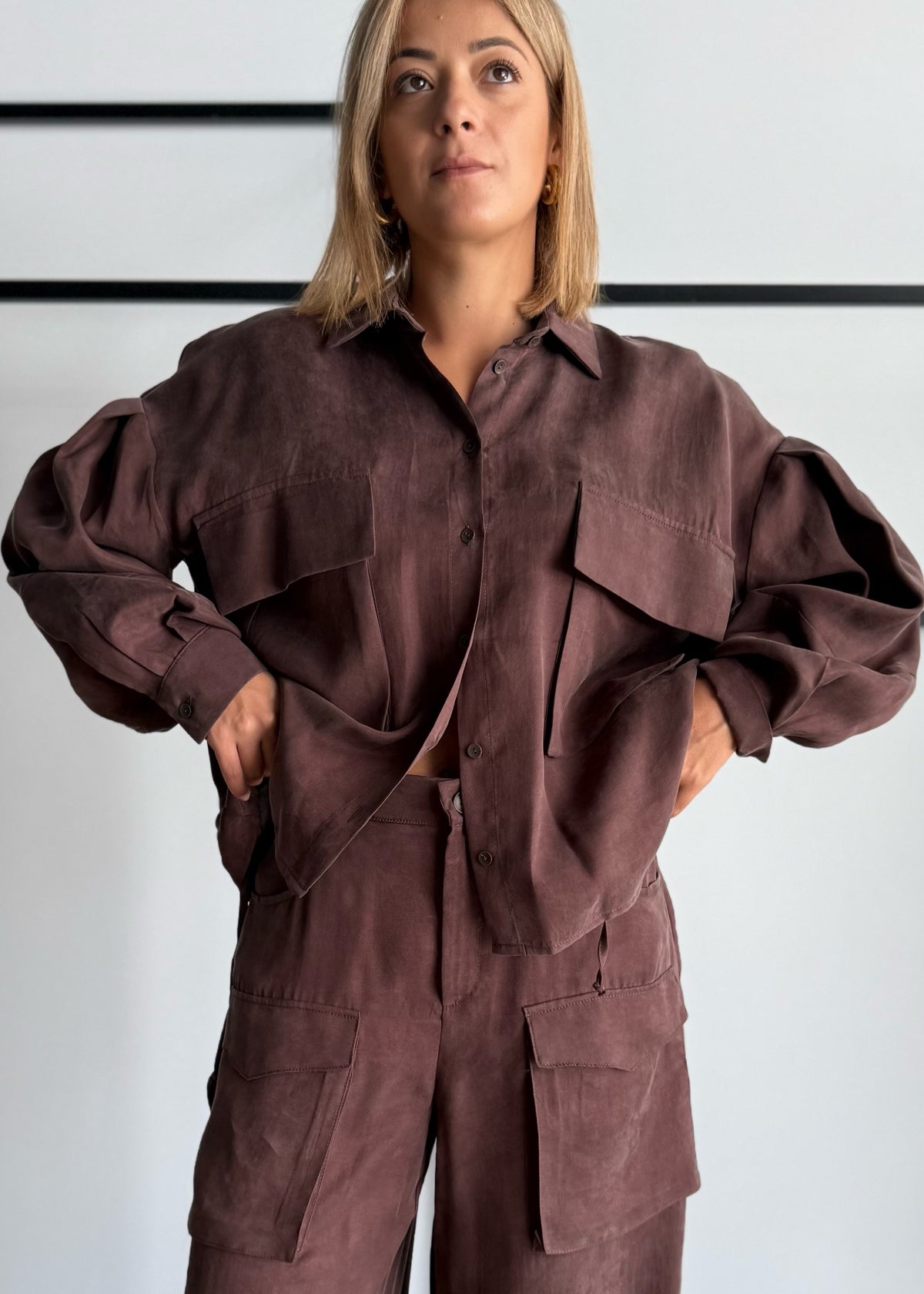 Camicia utility con coulisse moro - ZAHJR