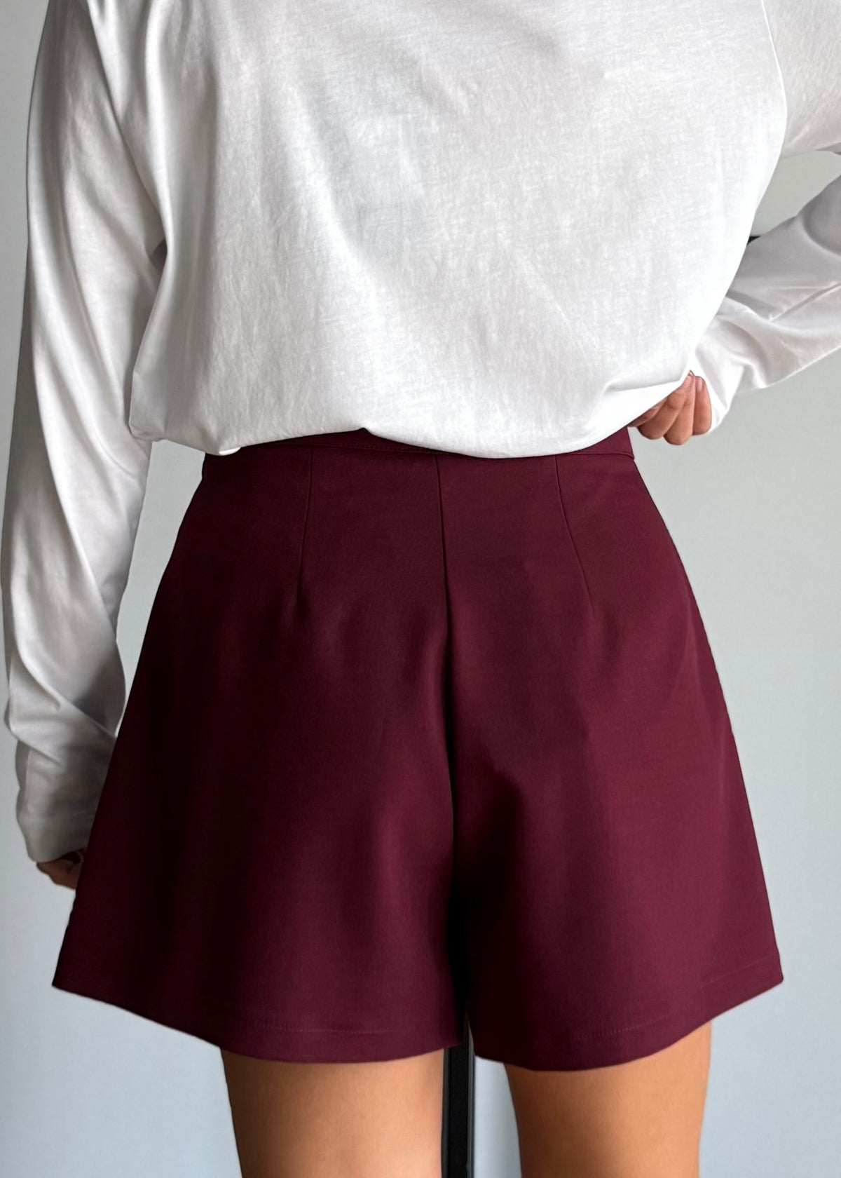 Gonna pantaloncino a pieghe vino - ZAHJR