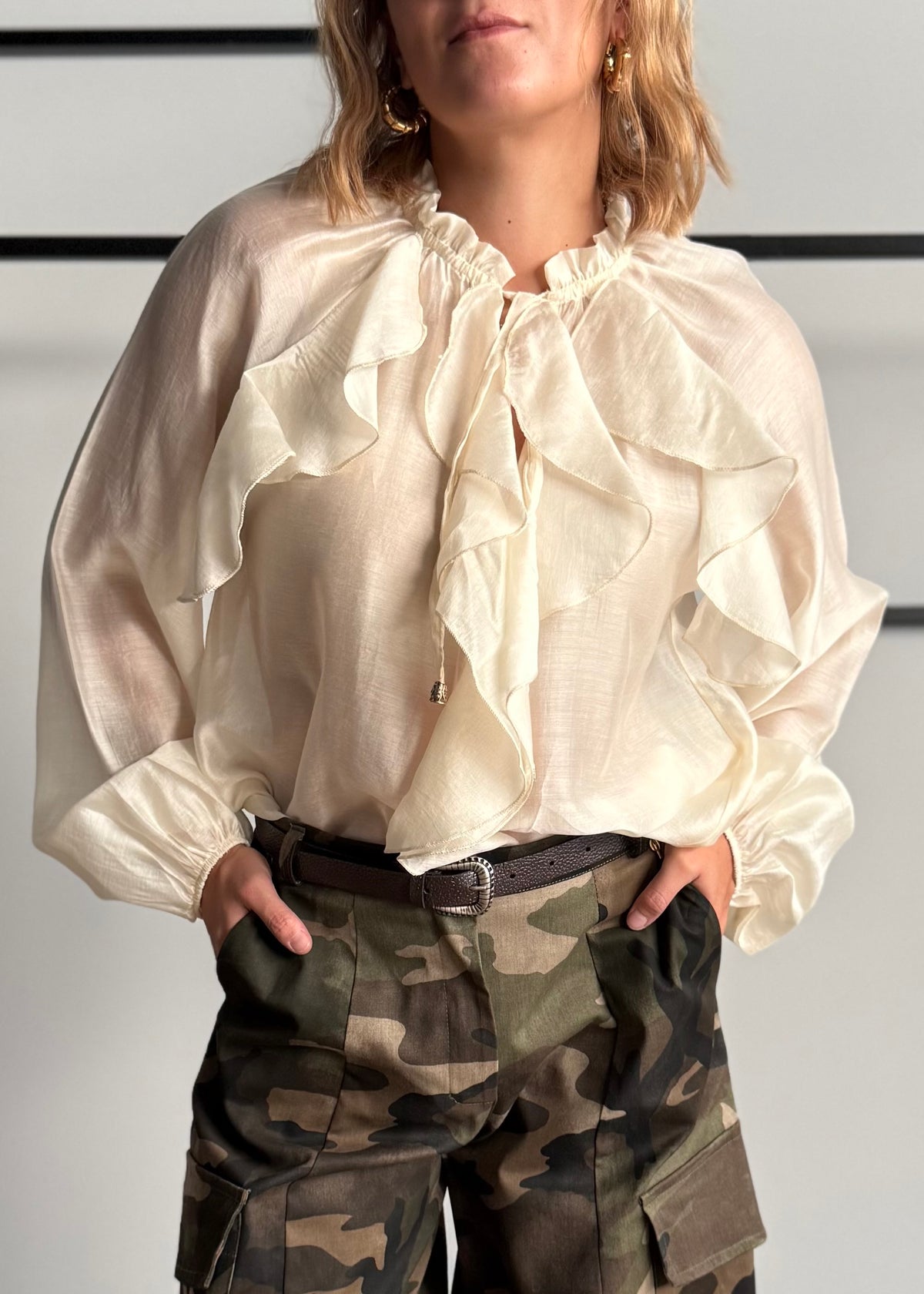 Blusa con volant burro - PHILIALOFT