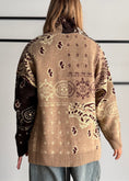 Carica l'immagine nel visualizzatore della galleria, Cardigan jacquard con frange moka - KONTATTO
