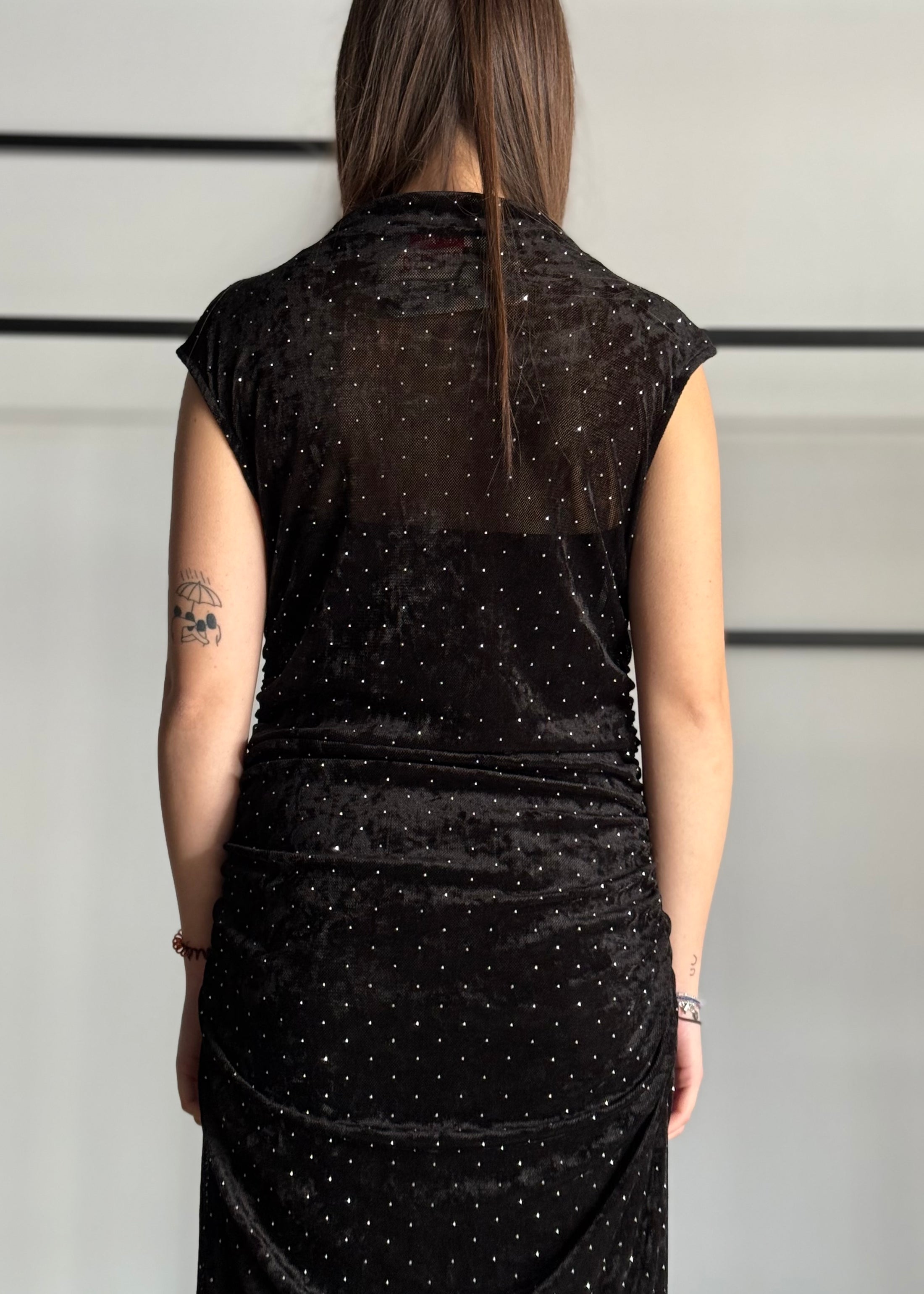 Abito KONTATTO in velluto con micro strass