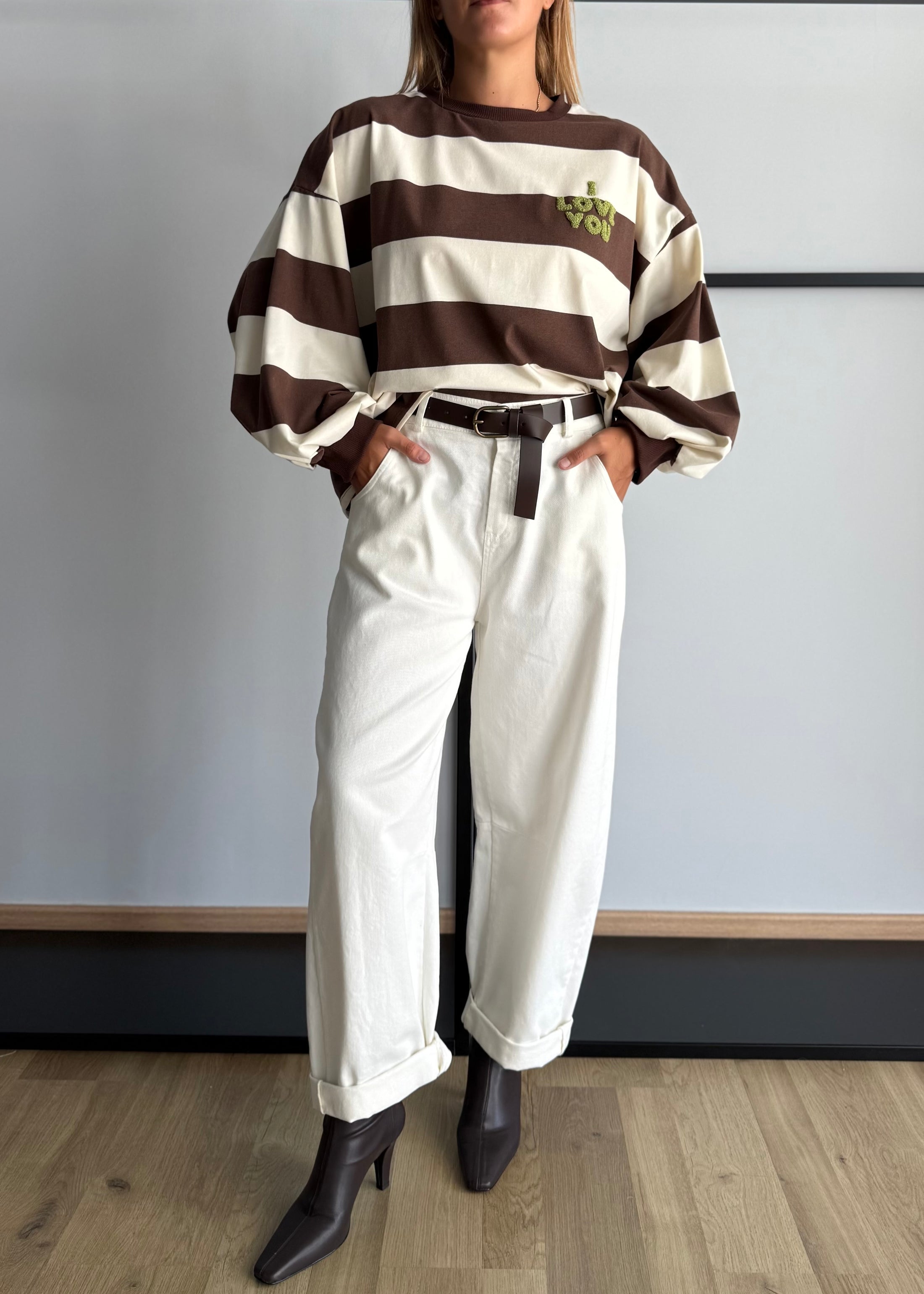 Pantalone latte balloon con cintura - ZAHJR