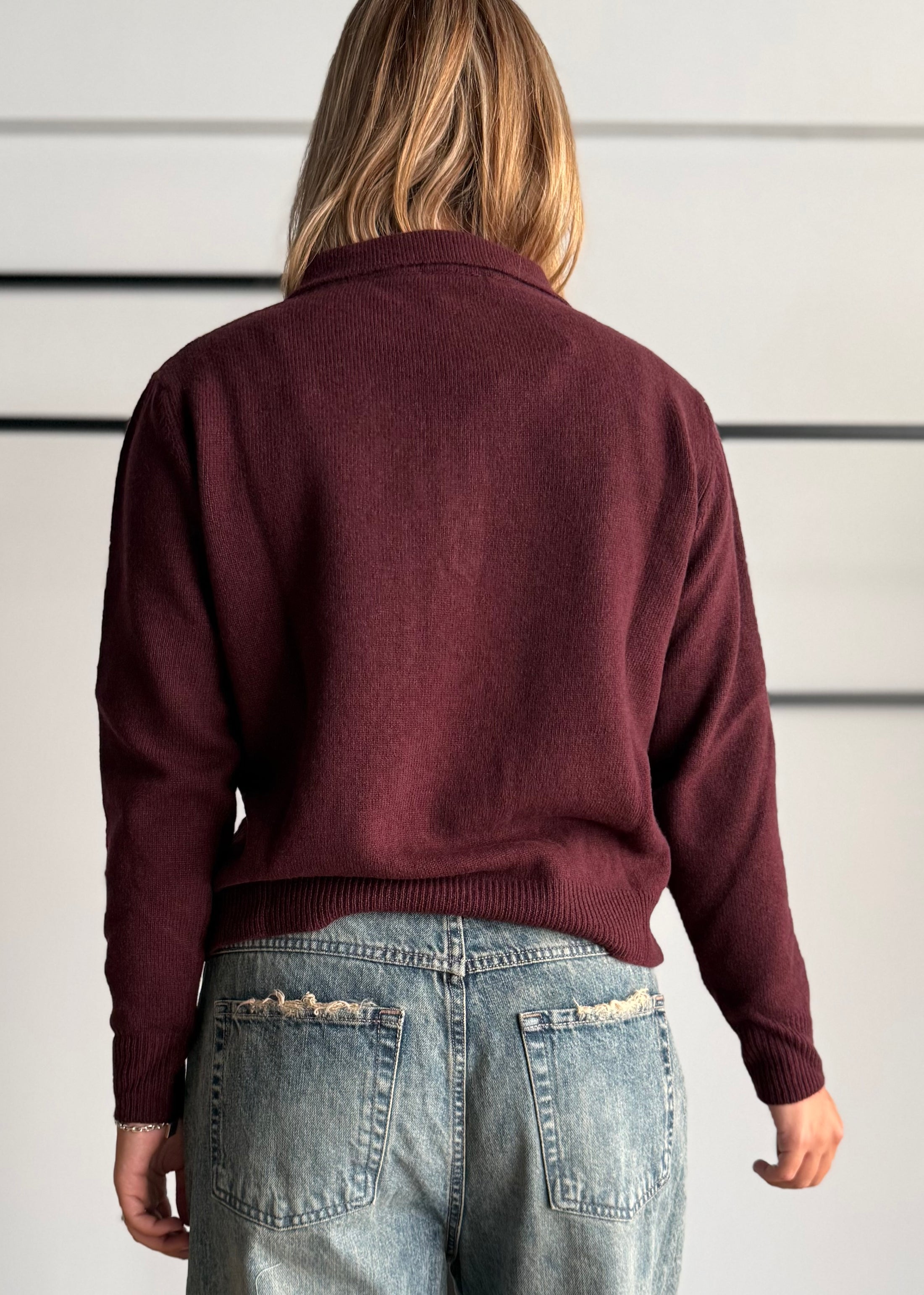 Maglia polo Marsala 100%lana - KONTATTO