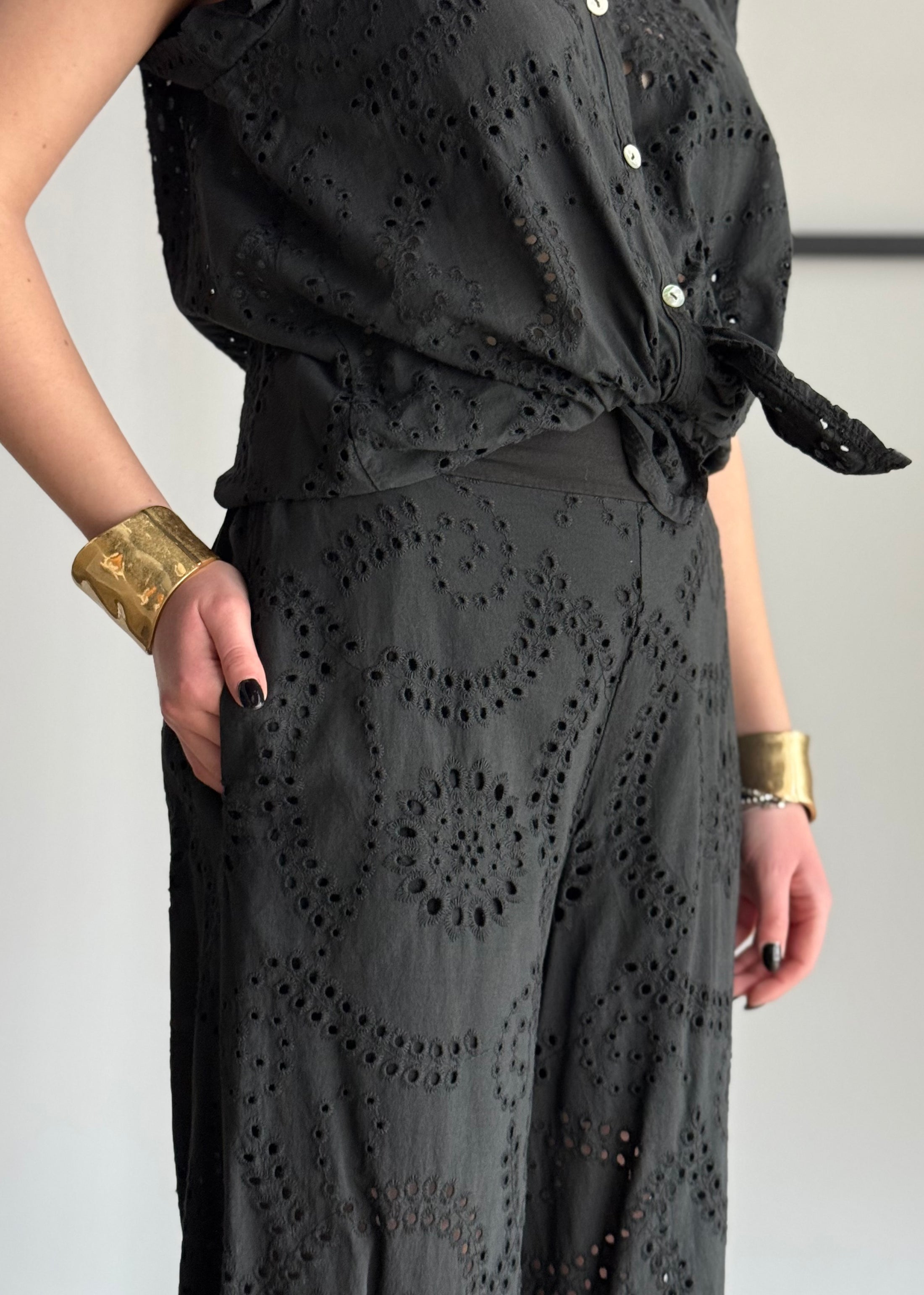 Pantalone ZAHJR in sangallo nero