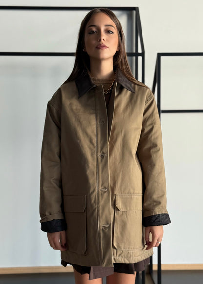 Giacca beige con colletto a contrasto -LUMINA