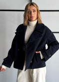 Carica l'immagine nel visualizzatore della galleria, Cappotto doppiopetto blu con maxi revers - ZAHJR
