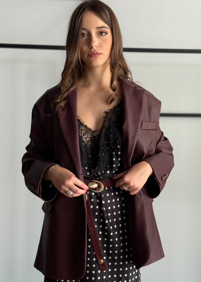 Giacca oversize in eco-pelle bordeaux -ZAHJR
