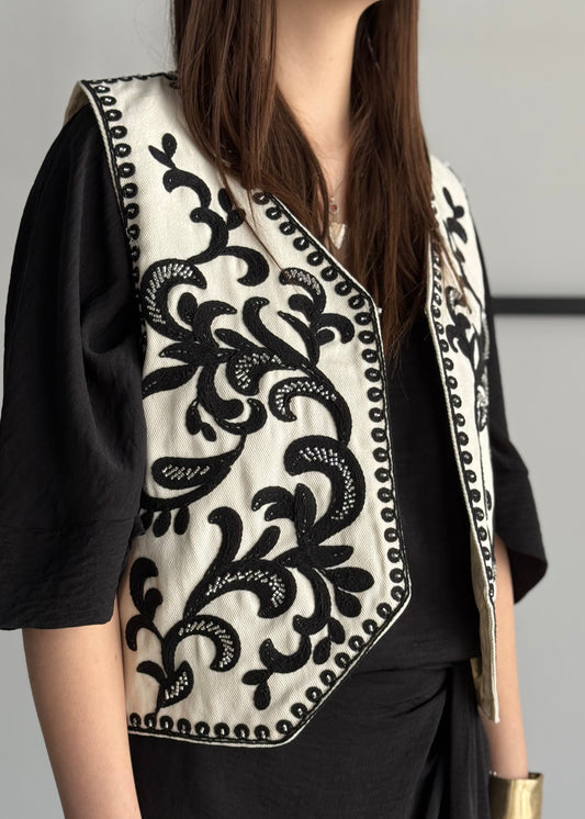 Gilet PHILIALOFT ricamato ecrù