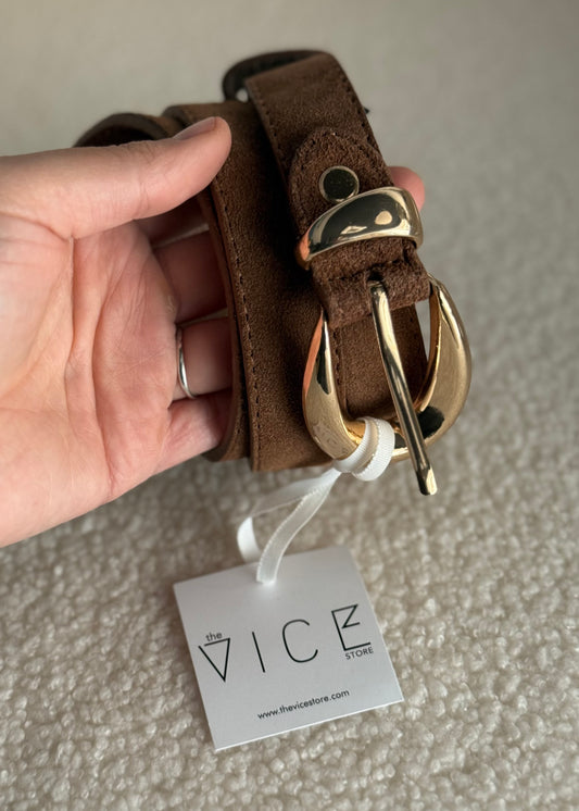 Cintura THEVICE cammello con Fibbia Oro