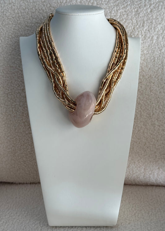 Collana multifilo con maxi pietra