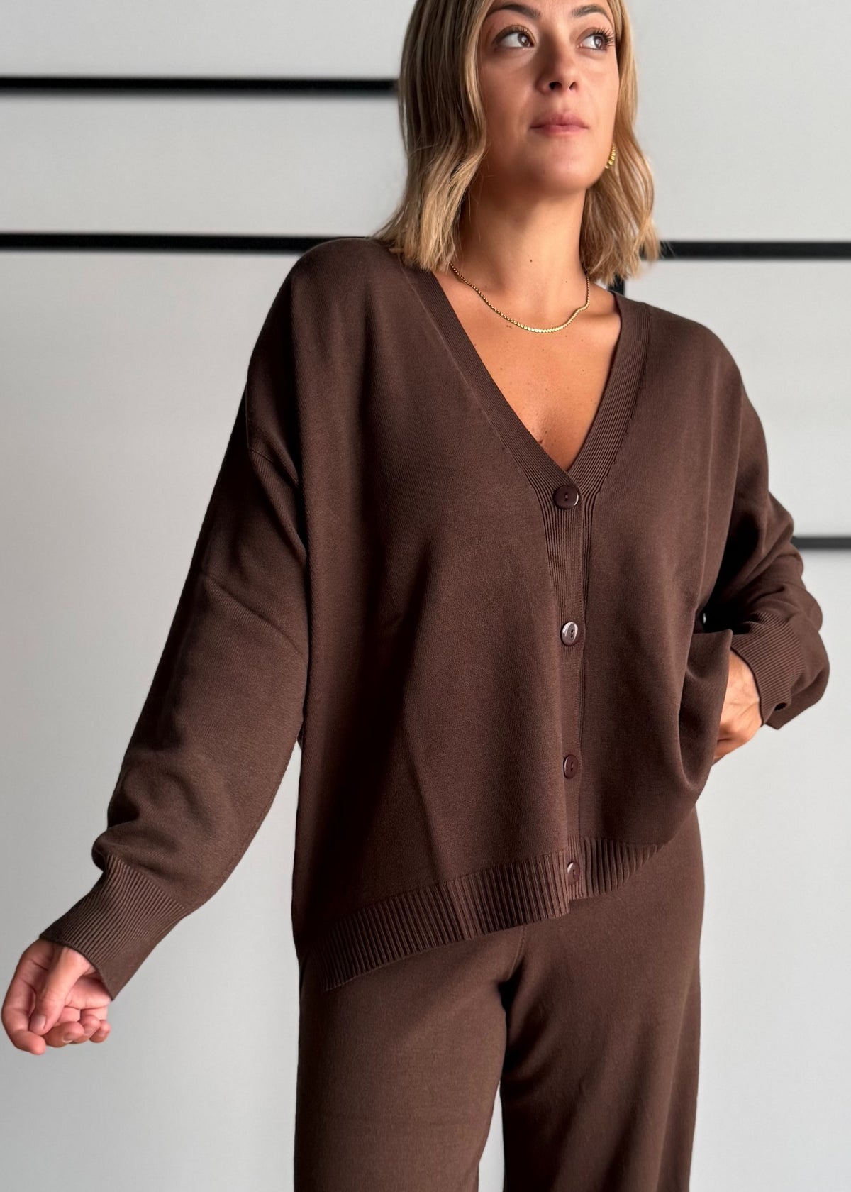 Cardigan over con bottoni moro - KONTATTO