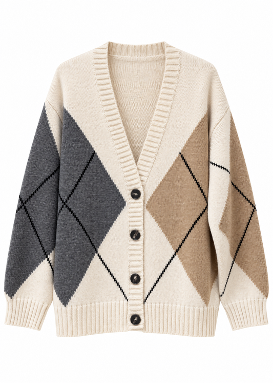 Cardigan over con fantasia a rombi - PHILIALOFT
