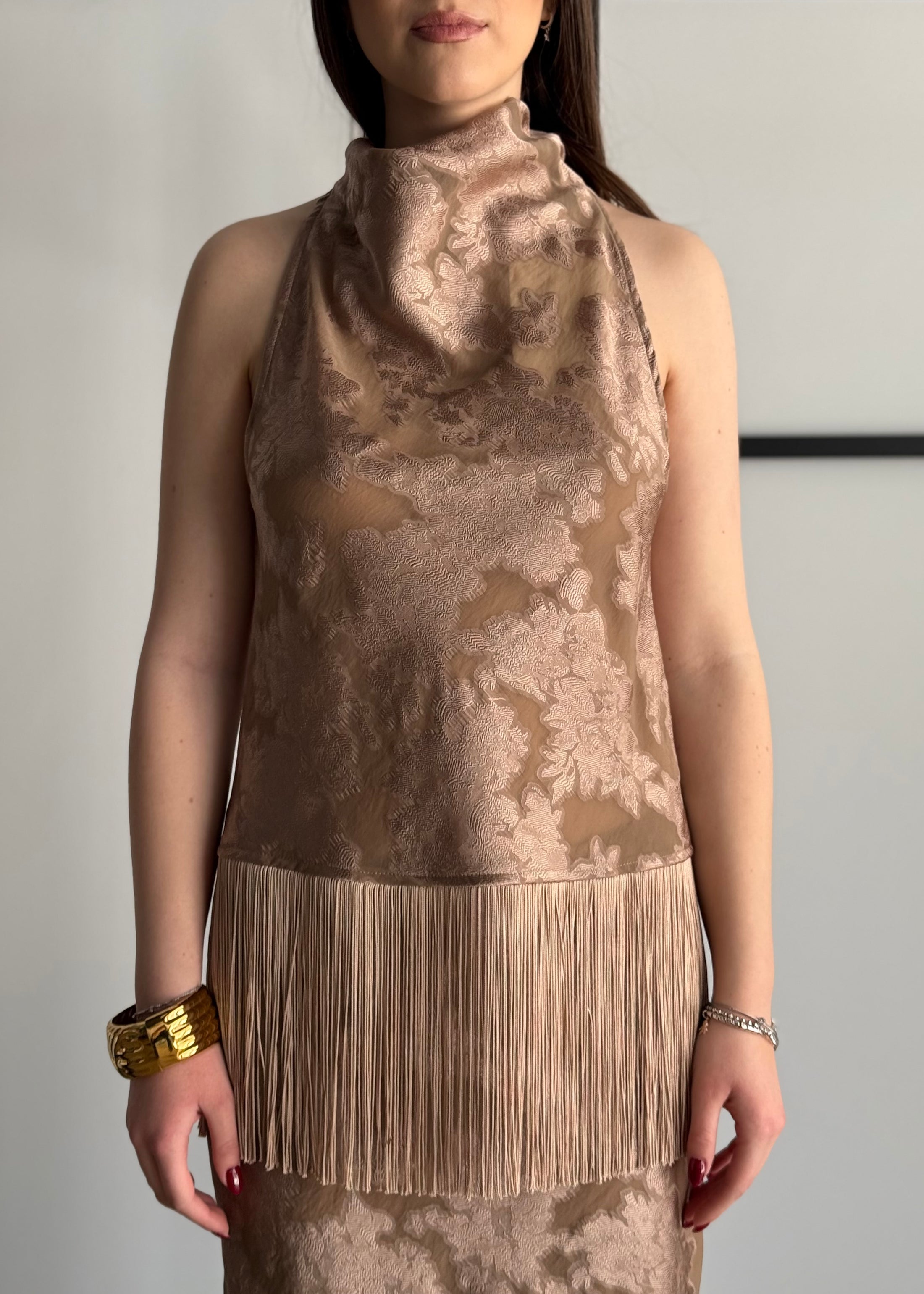 Top jacquard PHILIALOFT con frange