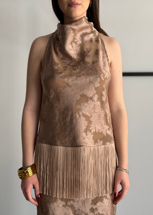 Top jacquard PHILIALOFT con frange