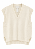 Carica l'immagine nel visualizzatore della galleria, Gilet in maglia con scollo a V latte - ZAHJR
