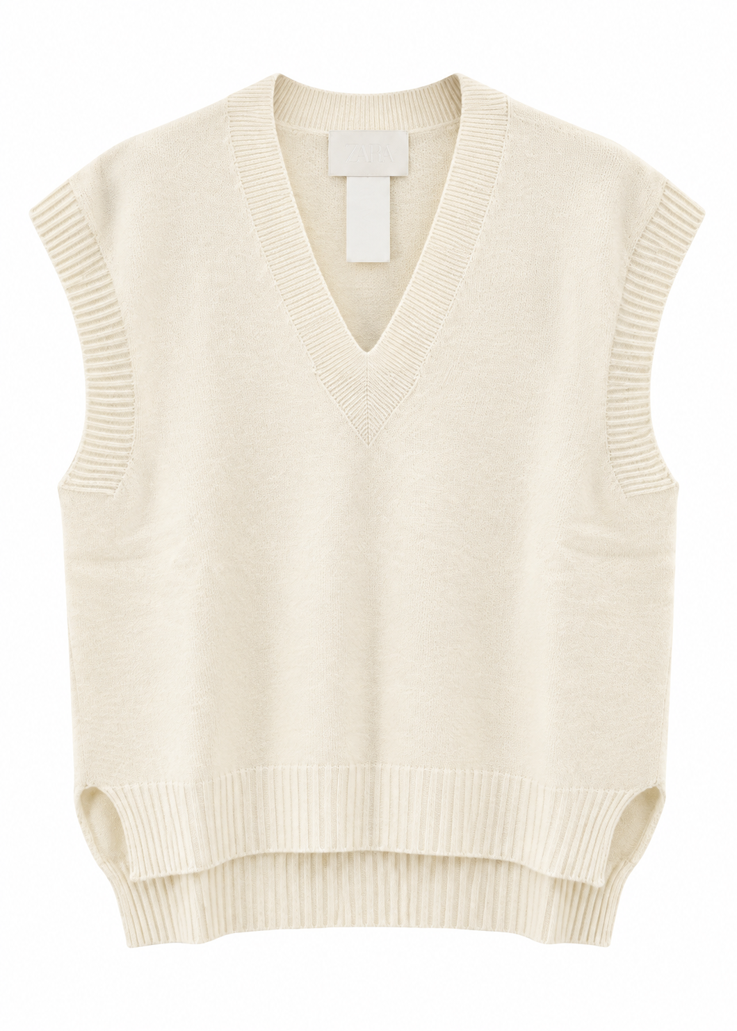 Gilet in maglia con scollo a V latte - ZAHJR