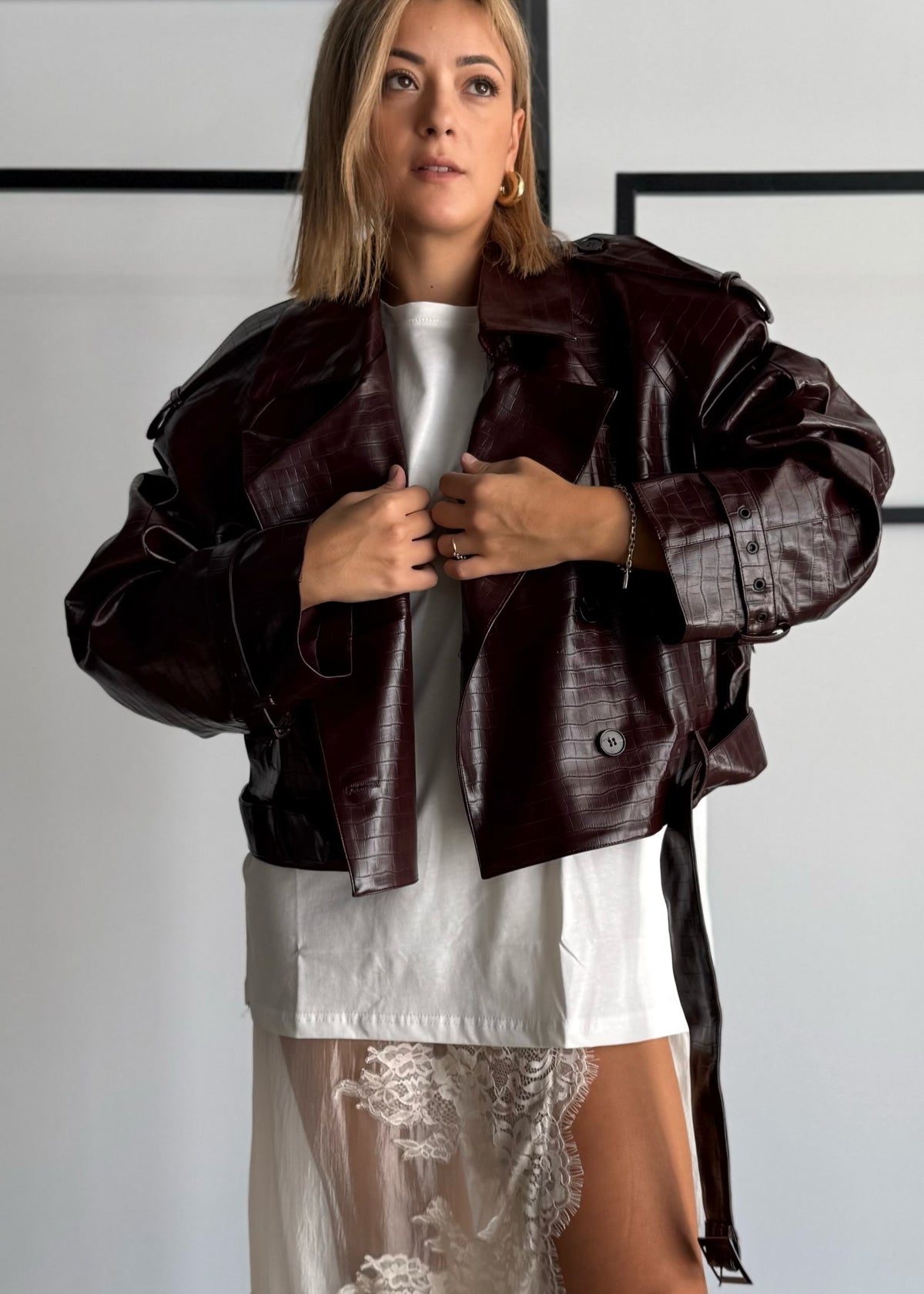 Giacca over cropped effetto cocco - THEVICE