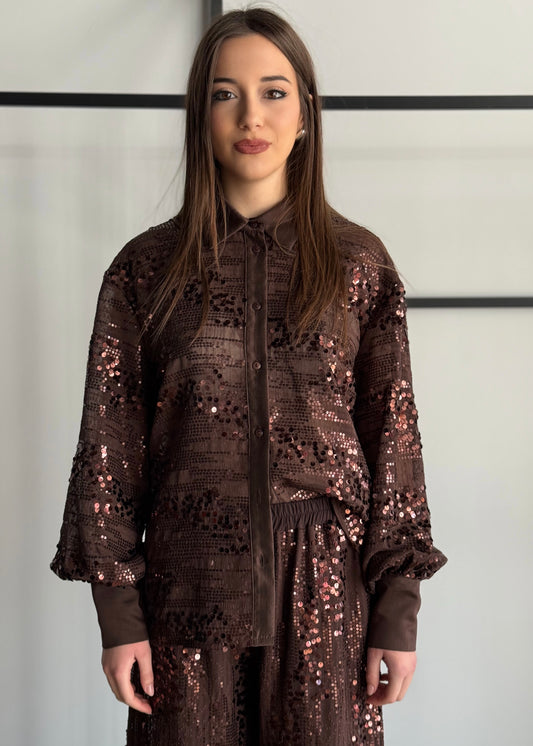 Camicia ZAHJR con paillettes moro