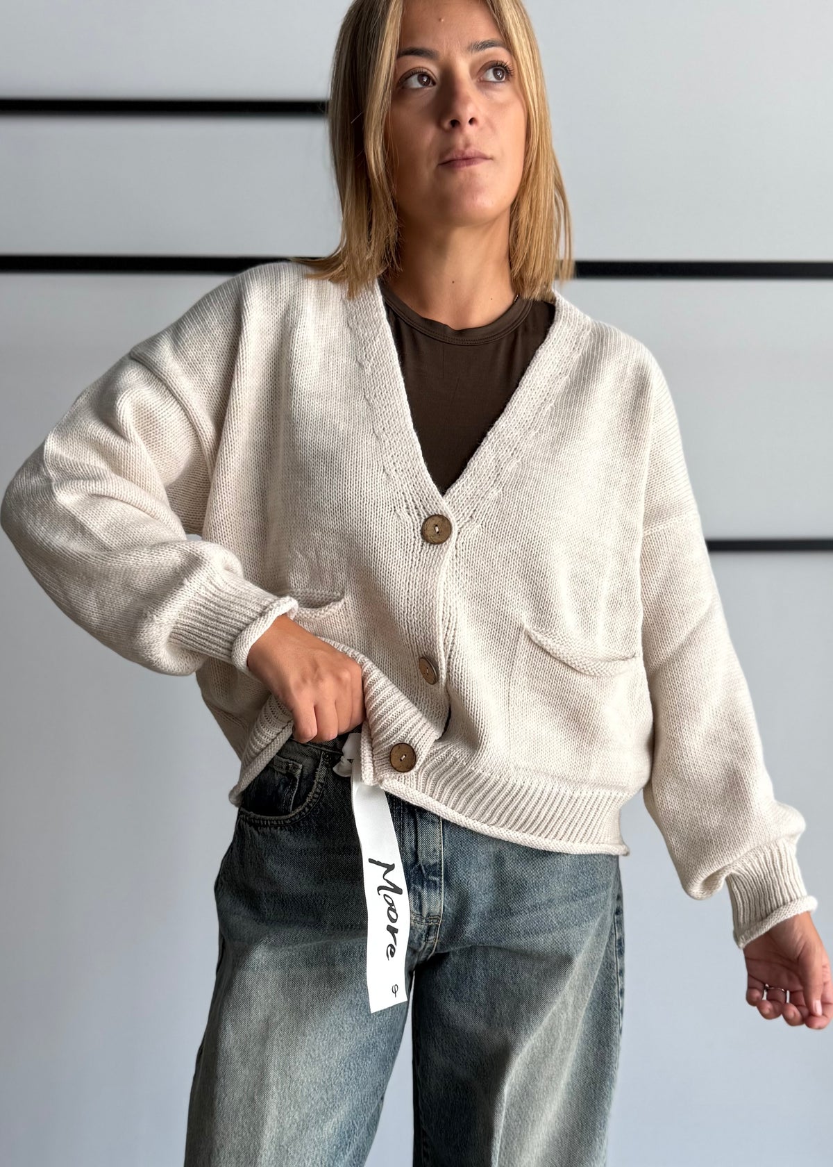 Cardigan over latte con tasche - ZAHJR