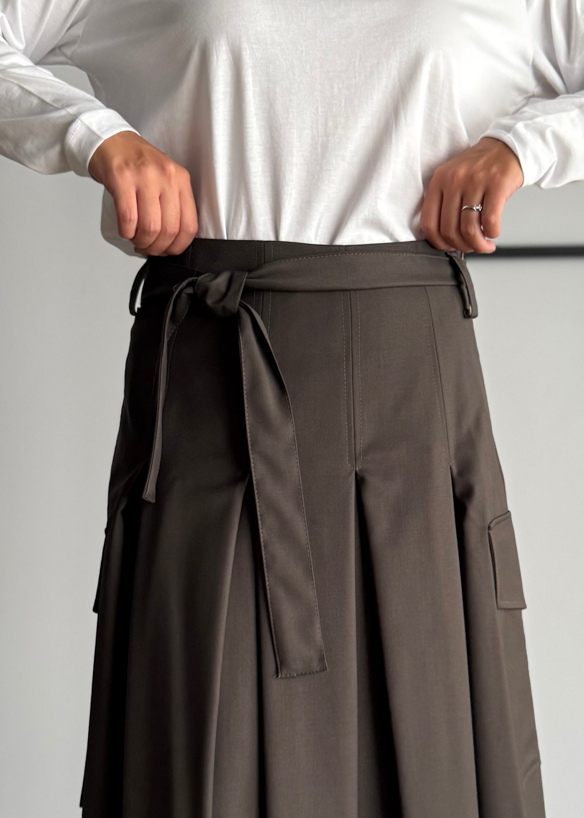 Gonna midi cargo militare con cintura - KONTATTO
