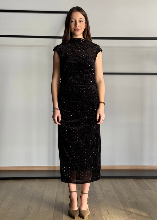 Abito KONTATTO in velluto con micro strass