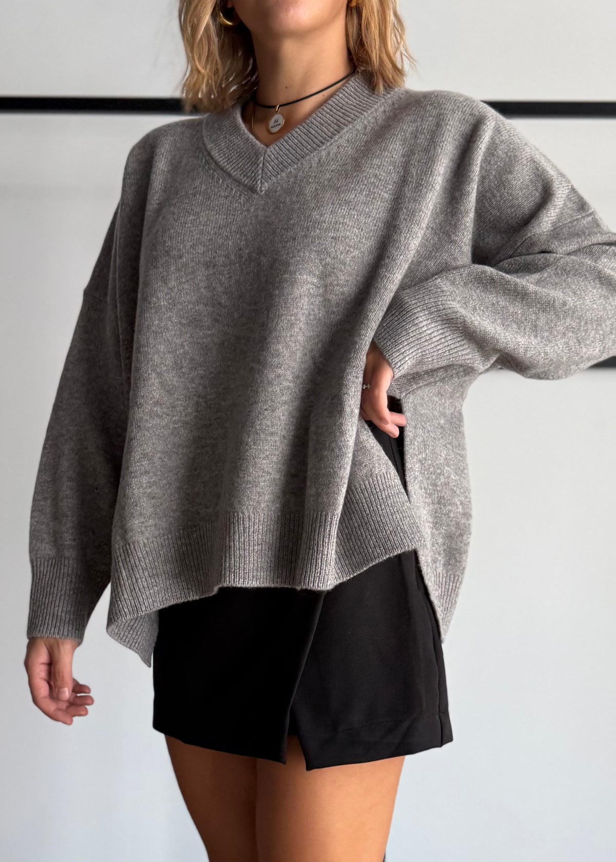 Maglia over scollo V 100% lana - ZAHRJ
