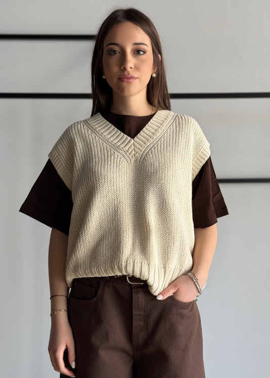 Gilet ZAHJR in maglia latte