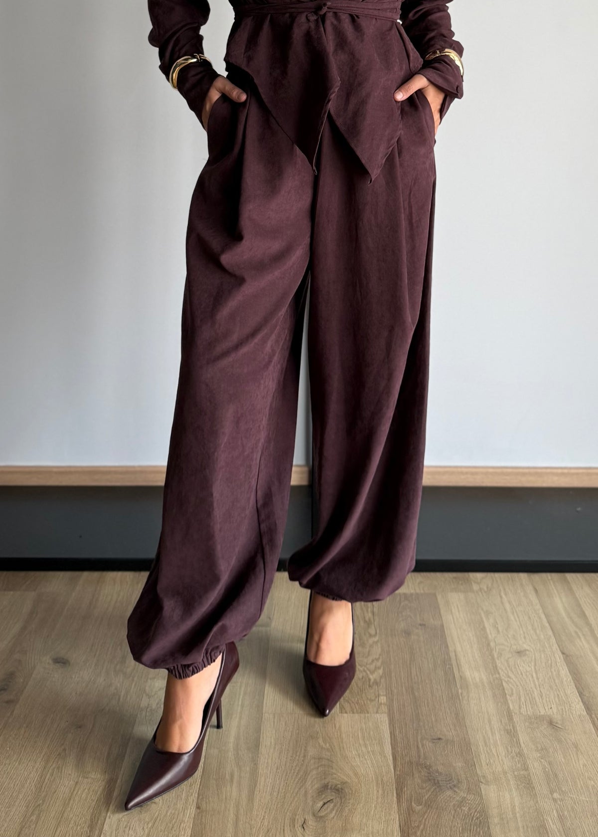 Pantalone balloon vino effetto suede - PHILIALOFT