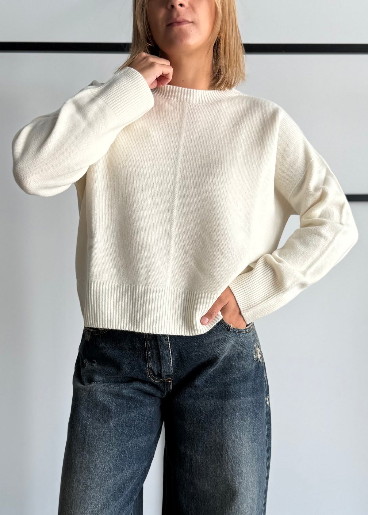 Maglia 100% lana panna - ZAHJR