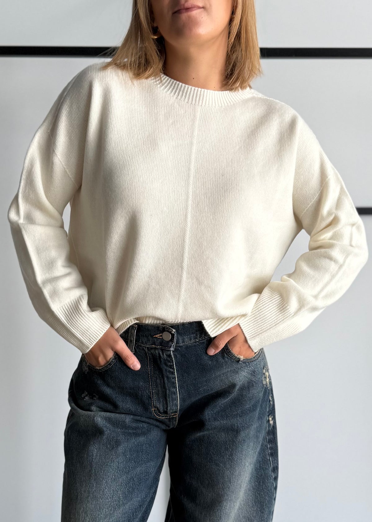 Maglia 100% lana panna - ZAHJR