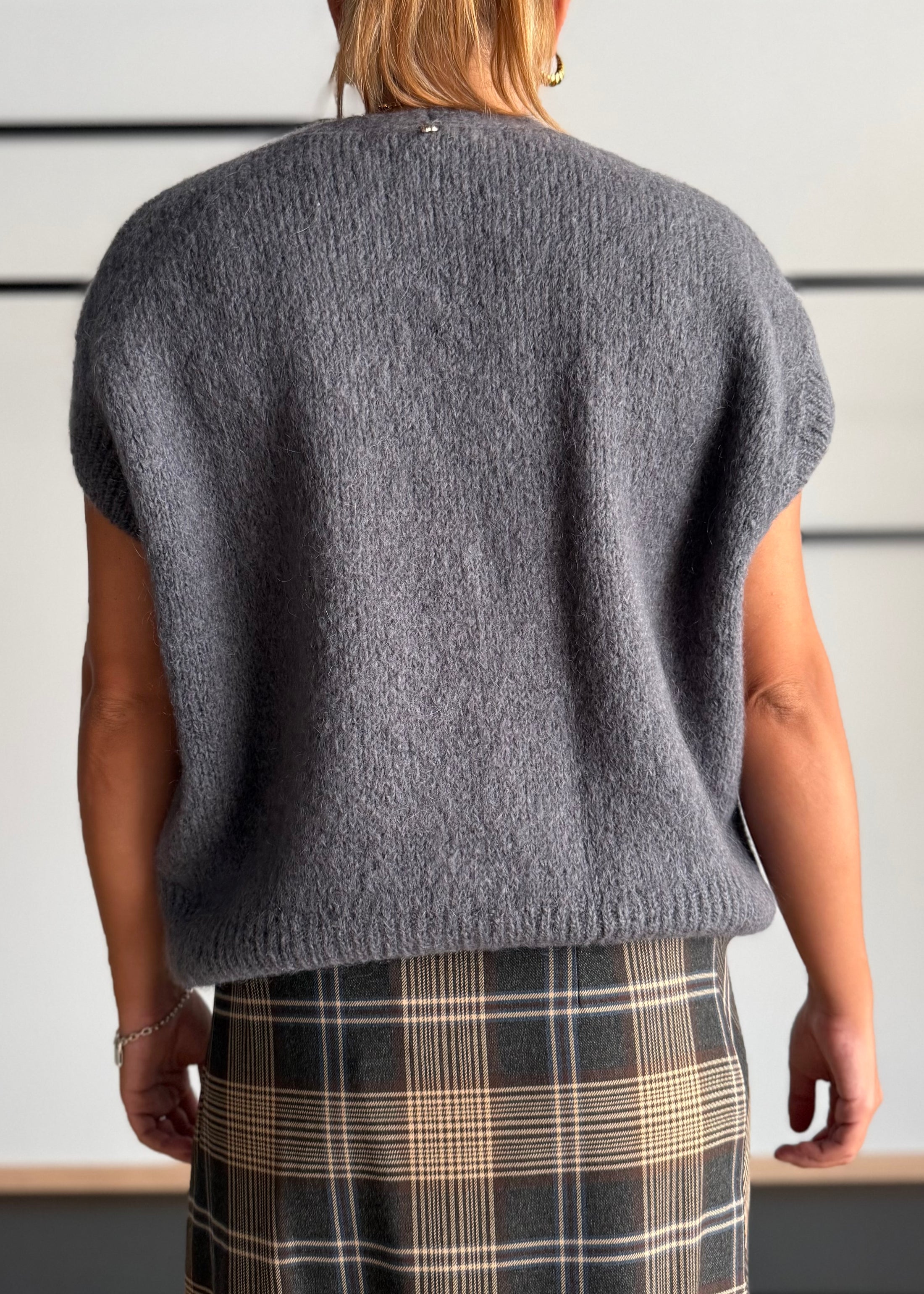 Gilet piombo in maglia soft con bottoni - PHILIALOFT