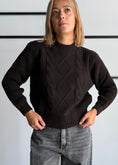 Carica l'immagine nel visualizzatore della galleria, Maglia trecce moro girocollo - ZAHJR
