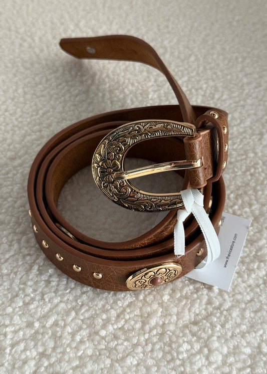 Cintura THEVICE con borchie cammello