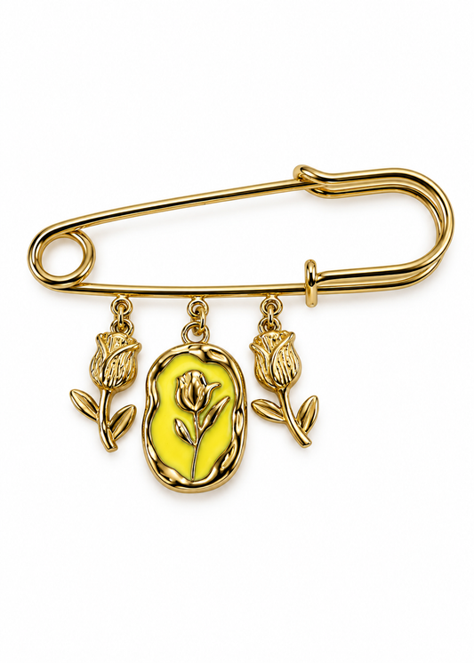 Spilla dorata con charms tulipano