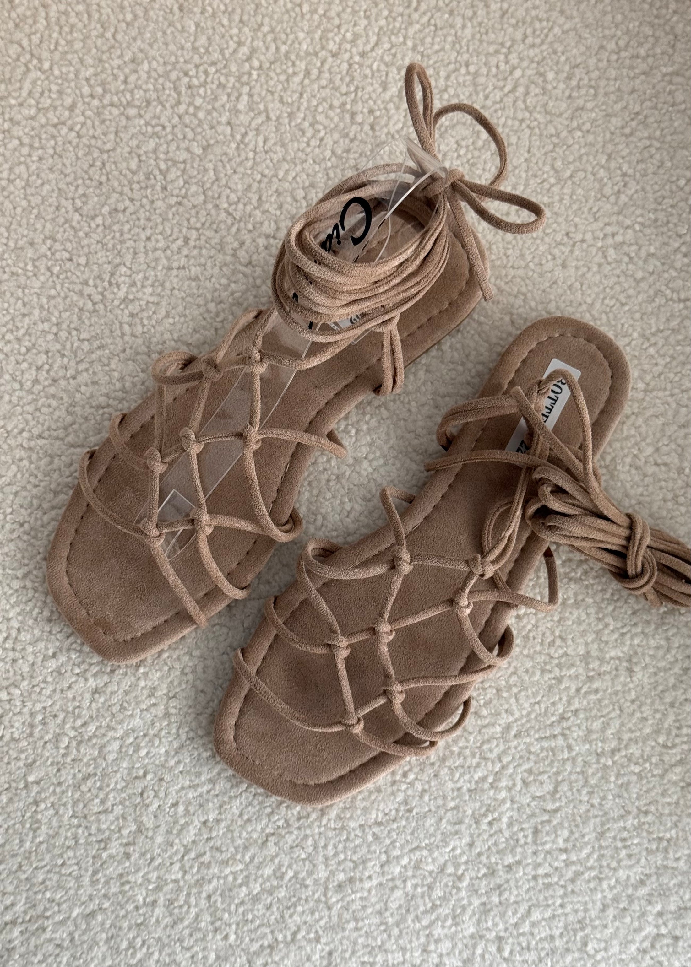 Sandali alla schiava in suede beige