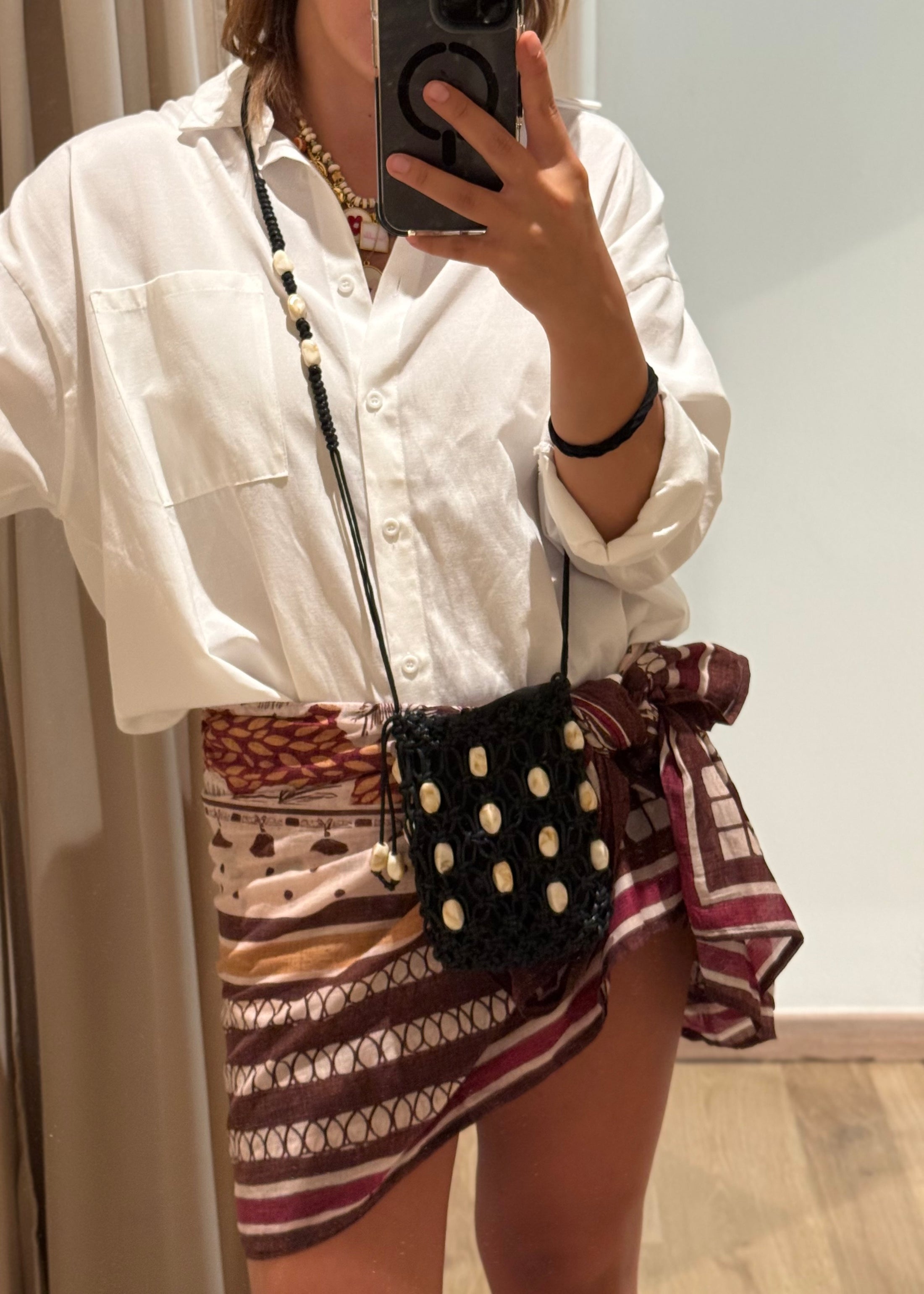 Mini Borsa Intreccio nera con Perline