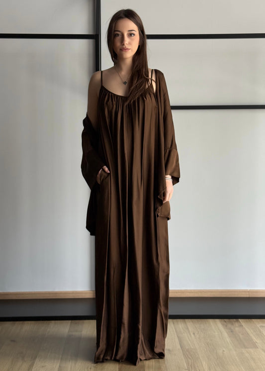 Abito lungo ZAHJR in satin moro
