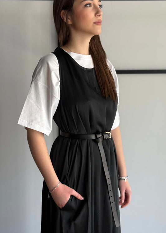 Abito lungo ZAHJR in satin nero