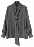 Carica l'immagine nel visualizzatore della galleria, Blusa con fiocco antracite - PHILIALOFT

