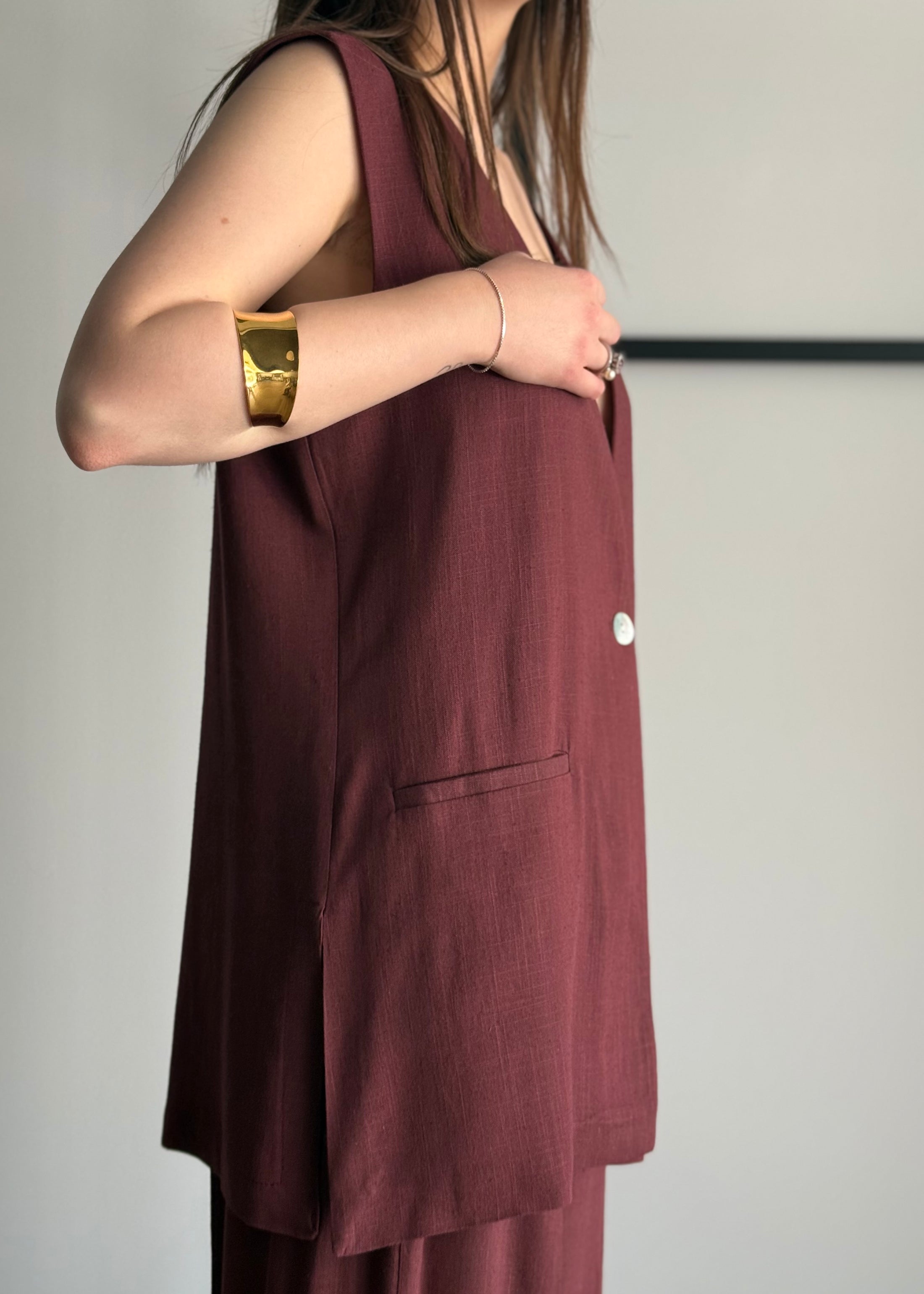 Gilet lungo India con bottone