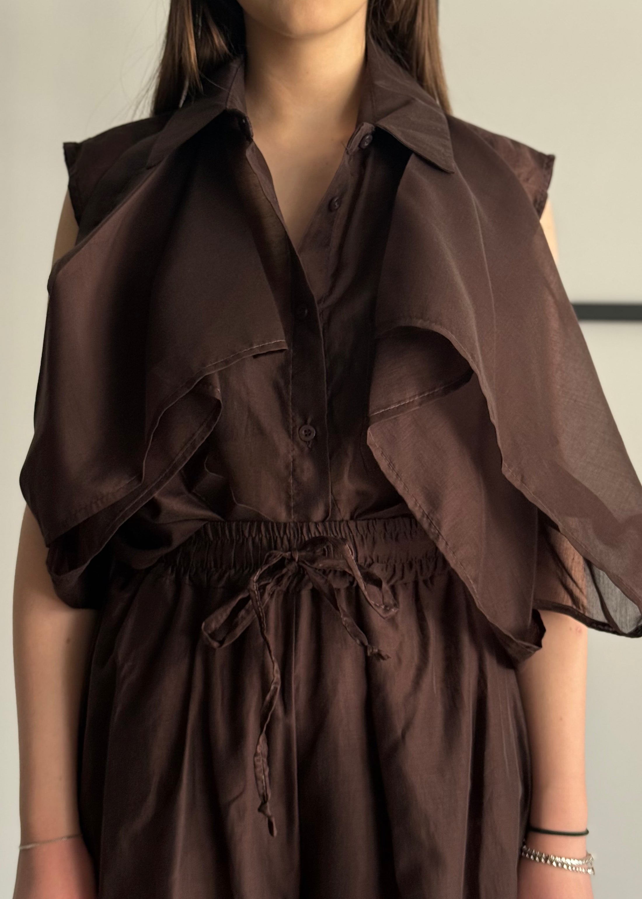 Camicia moro trasparente con volant