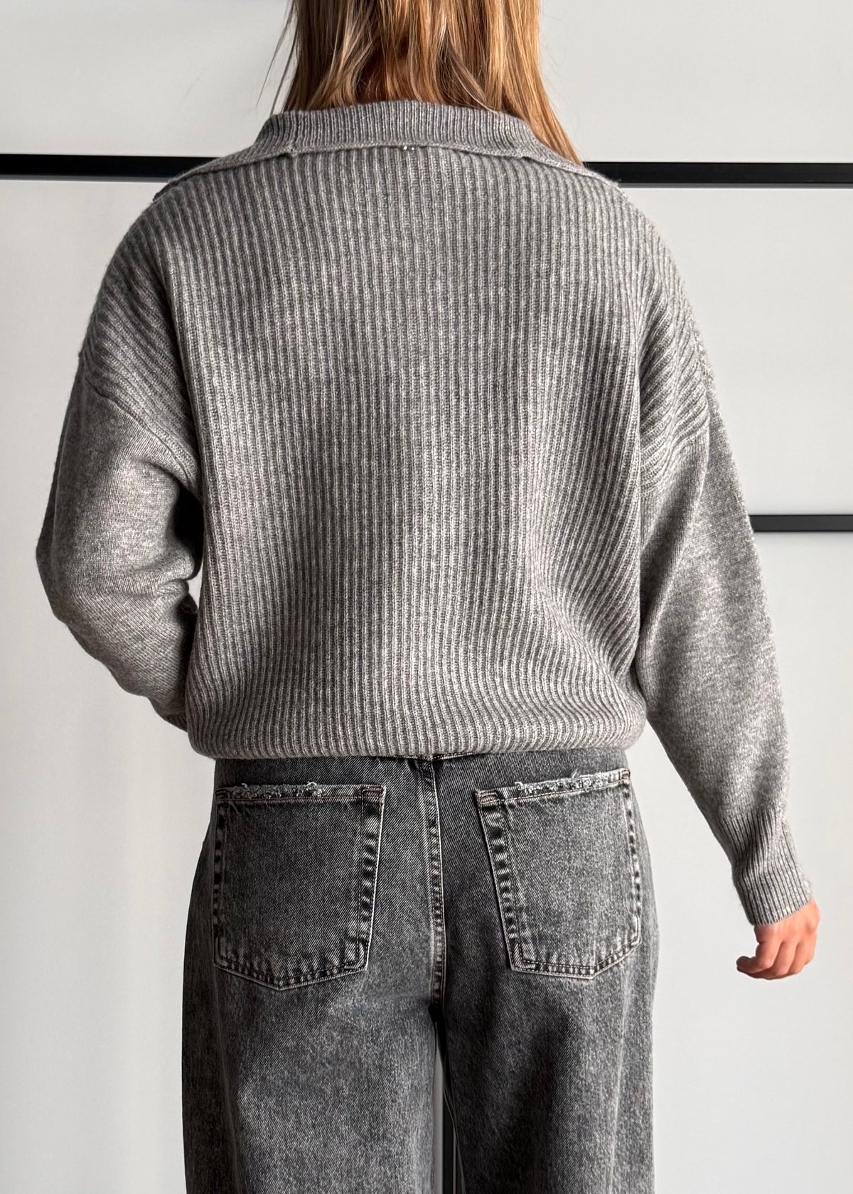 Maglia grigio a coste con zip - PHILIALOFT