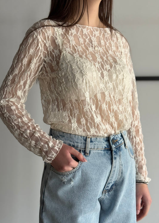 Maglia THEVICE in pizzo crema